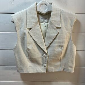 🤍 AVEC LES FILLES (Anthropologie) Ivory Sleeveless Cropped Vest – Size XL